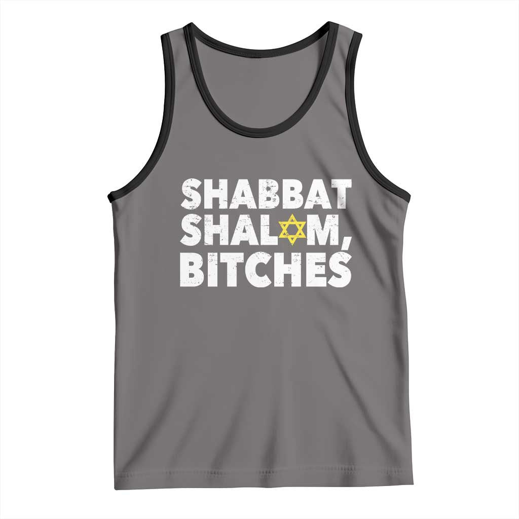 Funny Hanukkah Shabbat Shalom Bitches Tank Top Star Of David TS11 Deep Heather Black Print Your Wear