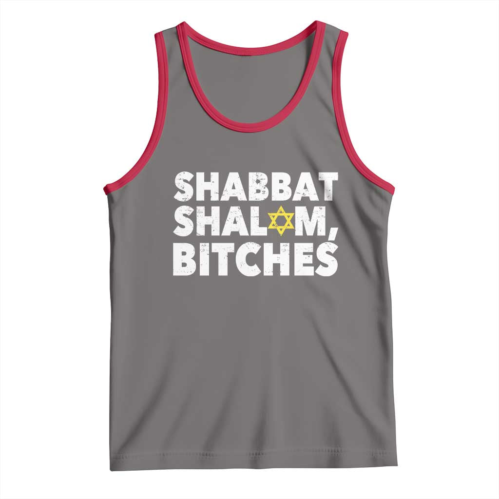 Funny Hanukkah Shabbat Shalom Bitches Tank Top Star Of David TS11 Deep Heather Red Print Your Wear