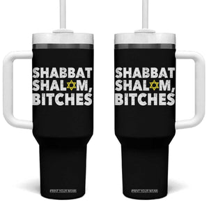 Funny Hanukkah Shabbat Shalom Bitches Tumbler With Handle Star Of David TS11 One Size: 40 oz Black Print Your Wear