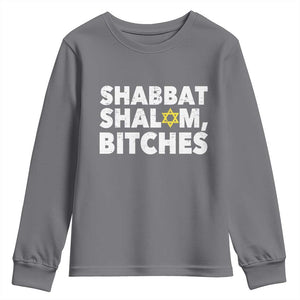 Funny Hanukkah Shabbat Shalom Bitches Youth Sweatshirt Star Of David TS11 Charcoal Print Your Wear