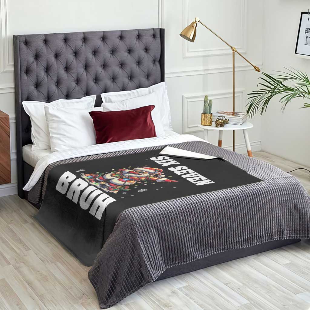 Funny Christmas 67 Six Seven Bruh Throw Blanket Dabbing Santa TS11 Print Your Wear