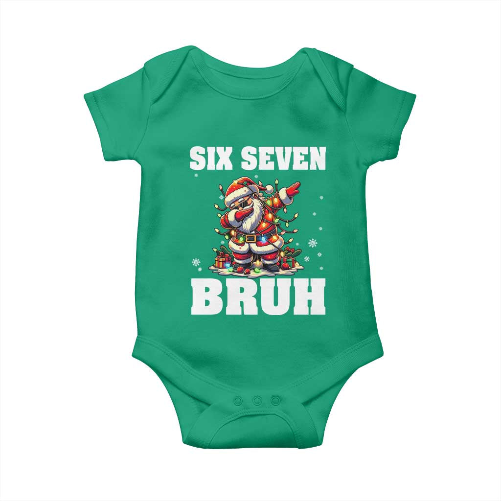 Funny Christmas 67 Six Seven Bruh Baby Onesie Dabbing Santa TS11 Irish Green Print Your Wear
