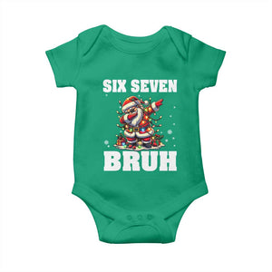 Funny Christmas 67 Six Seven Bruh Baby Onesie Dabbing Santa TS11 Irish Green Print Your Wear