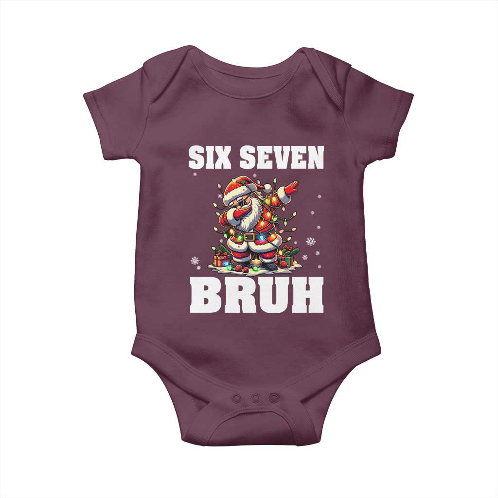 Funny Christmas 67 Six Seven Bruh Baby Onesie Dabbing Santa TS11 Maroon Print Your Wear