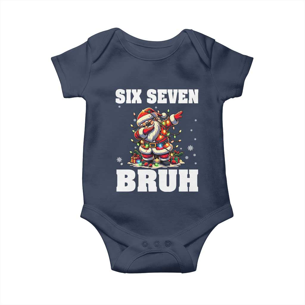 Funny Christmas 67 Six Seven Bruh Baby Onesie Dabbing Santa TS11 Navy Print Your Wear