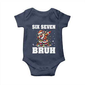 Funny Christmas 67 Six Seven Bruh Baby Onesie Dabbing Santa TS11 Navy Print Your Wear