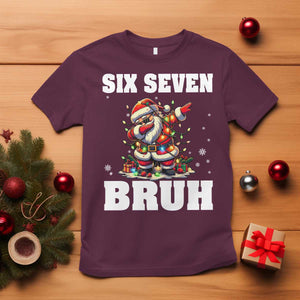 Funny Christmas 67 Six Seven Bruh T Shirt Dabbing Santa TS11 Maroon Print Your Wear