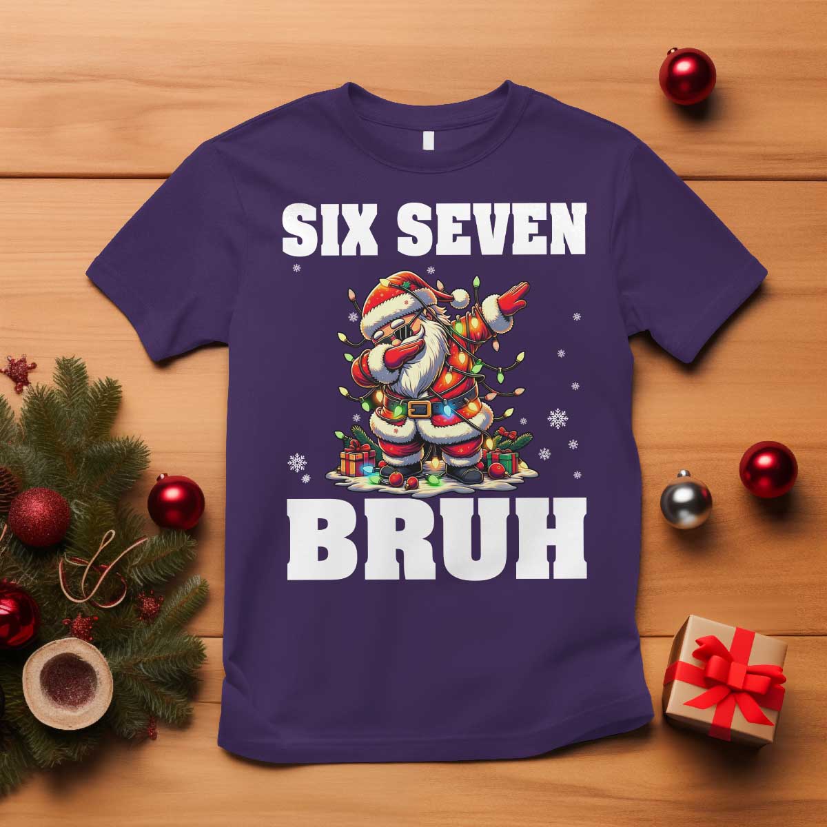 Funny Christmas 67 Six Seven Bruh T Shirt Dabbing Santa TS11 Purple Print Your Wear