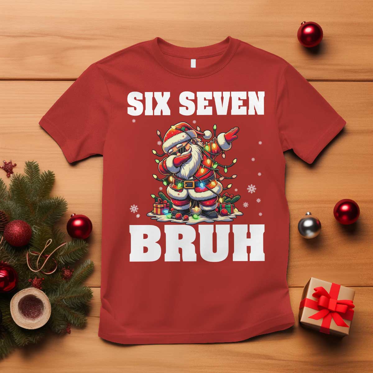 Funny Christmas 67 Six Seven Bruh T Shirt Dabbing Santa TS11 Red Print Your Wear