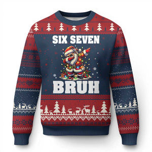 Funny Xmas 67 Six Seven Bruh Ugly Christmas Sweater Dabbing Santa - Print Your Wear