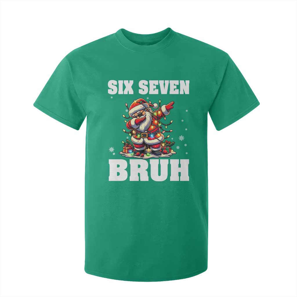 Funny Christmas 67 Six Seven Bruh T Shirt For Kid Dabbing Santa TS11 Irish Green Print Your Wear