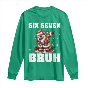 Funny Christmas 67 Six Seven Bruh Long Sleeve Shirt Dabbing Santa TS11 Irish Green Print Your Wear