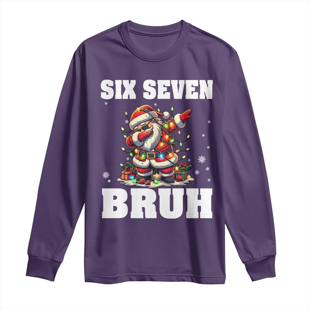 Funny Christmas 67 Six Seven Bruh Long Sleeve Shirt Dabbing Santa TS11 Purple Print Your Wear