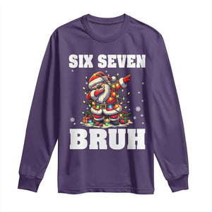 Funny Christmas 67 Six Seven Bruh Long Sleeve Shirt Dabbing Santa TS11 Purple Print Your Wear