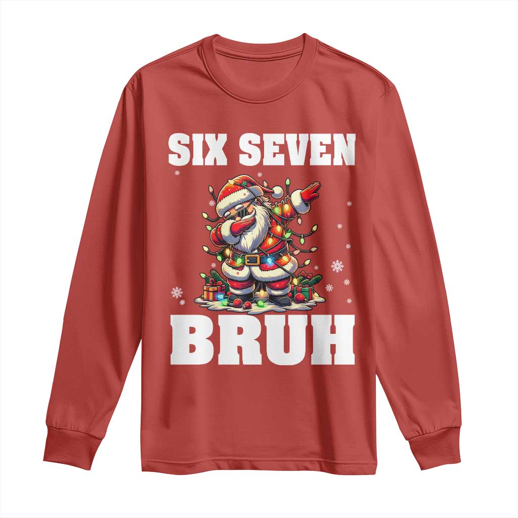 Funny Christmas 67 Six Seven Bruh Long Sleeve Shirt Dabbing Santa TS11 Red Print Your Wear