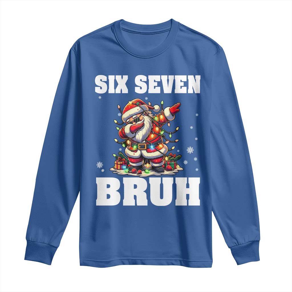 Funny Christmas 67 Six Seven Bruh Long Sleeve Shirt Dabbing Santa TS11 Royal Blue Print Your Wear