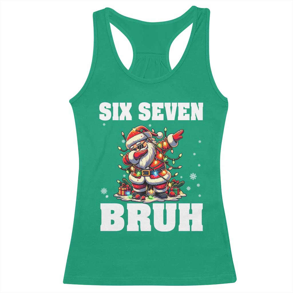 Funny Christmas 67 Six Seven Bruh Racerback Tank Top Dabbing Santa TS11 Irish Green Print Your Wear