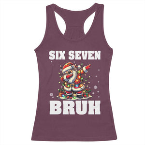 Funny Christmas 67 Six Seven Bruh Racerback Tank Top Dabbing Santa TS11 Maroon Print Your Wear