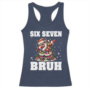 Funny Christmas 67 Six Seven Bruh Racerback Tank Top Dabbing Santa TS11 Navy Print Your Wear