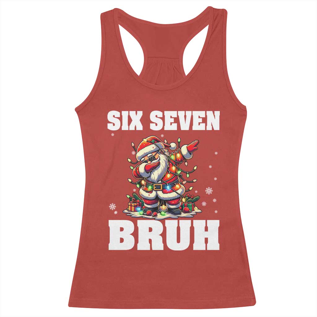 Funny Christmas 67 Six Seven Bruh Racerback Tank Top Dabbing Santa TS11 Red Print Your Wear