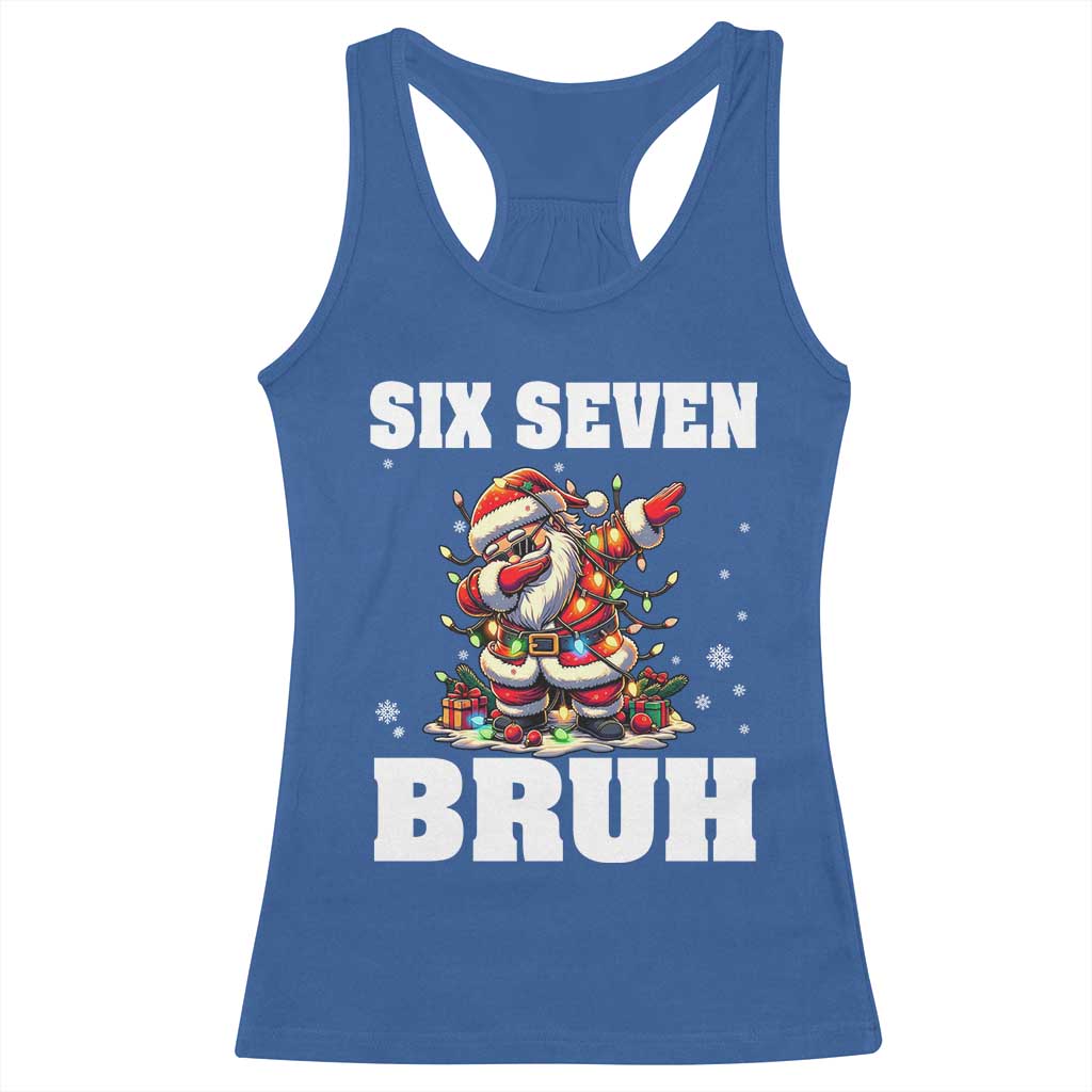 Funny Christmas 67 Six Seven Bruh Racerback Tank Top Dabbing Santa TS11 Royal Blue Print Your Wear