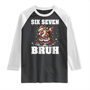 Funny Christmas 67 Six Seven Bruh Raglan Shirt Dabbing Santa TS11 Black White Print Your Wear
