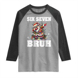 Funny Christmas 67 Six Seven Bruh Raglan Shirt Dabbing Santa TS11 Sport Gray Black Print Your Wear