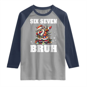 Funny Christmas 67 Six Seven Bruh Raglan Shirt Dabbing Santa TS11 Sport Gray Navy Print Your Wear