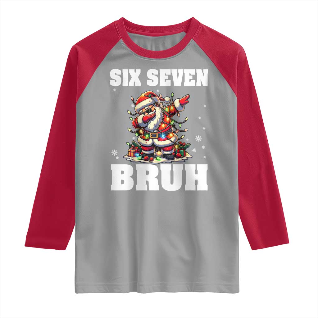 Funny Christmas 67 Six Seven Bruh Raglan Shirt Dabbing Santa TS11 Sport Gray Red Print Your Wear