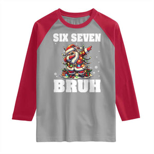 Funny Christmas 67 Six Seven Bruh Raglan Shirt Dabbing Santa TS11 Sport Gray Red Print Your Wear