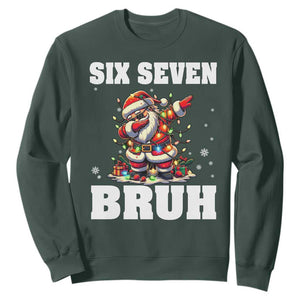 Funny Christmas 67 Six Seven Bruh Sweatshirt Dabbing Santa TS11 Dark Forest Green Print Your Wear