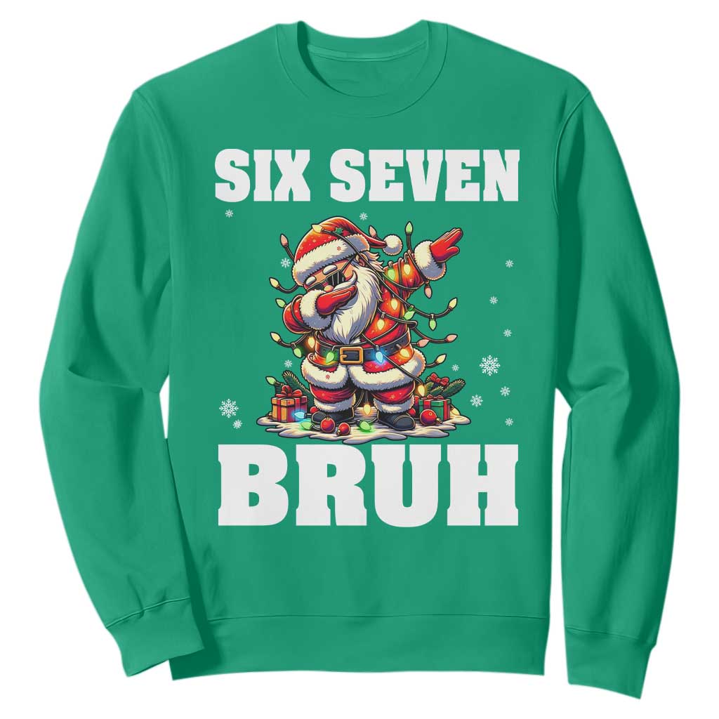 Funny Christmas 67 Six Seven Bruh Sweatshirt Dabbing Santa TS11 Irish Green Print Your Wear