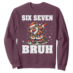 Funny Christmas 67 Six Seven Bruh Sweatshirt Dabbing Santa TS11 Maroon Print Your Wear