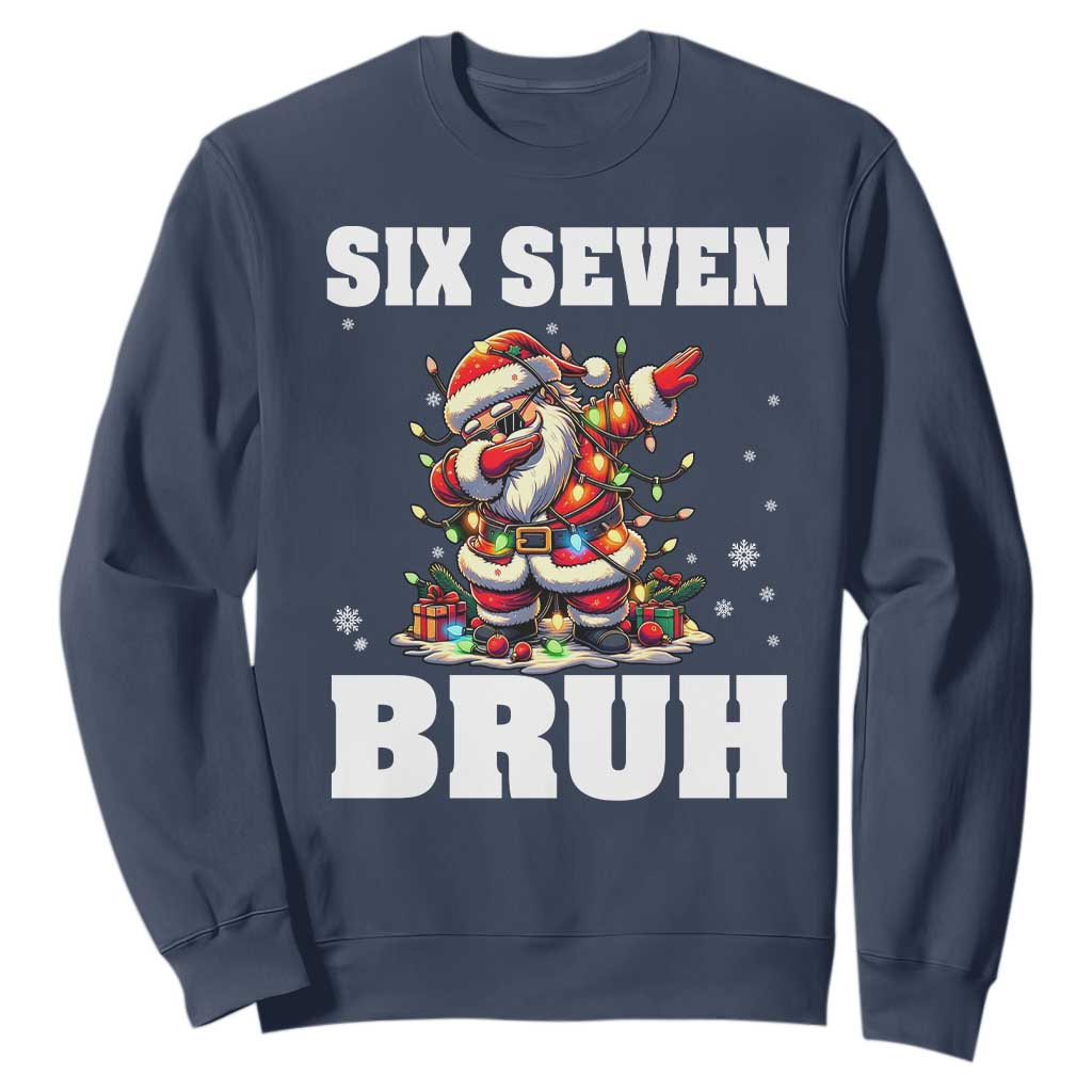 Funny Christmas 67 Six Seven Bruh Sweatshirt Dabbing Santa TS11 Navy Print Your Wear