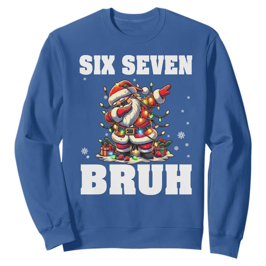 Funny Christmas 67 Six Seven Bruh Sweatshirt Dabbing Santa TS11 Royal Blue Print Your Wear