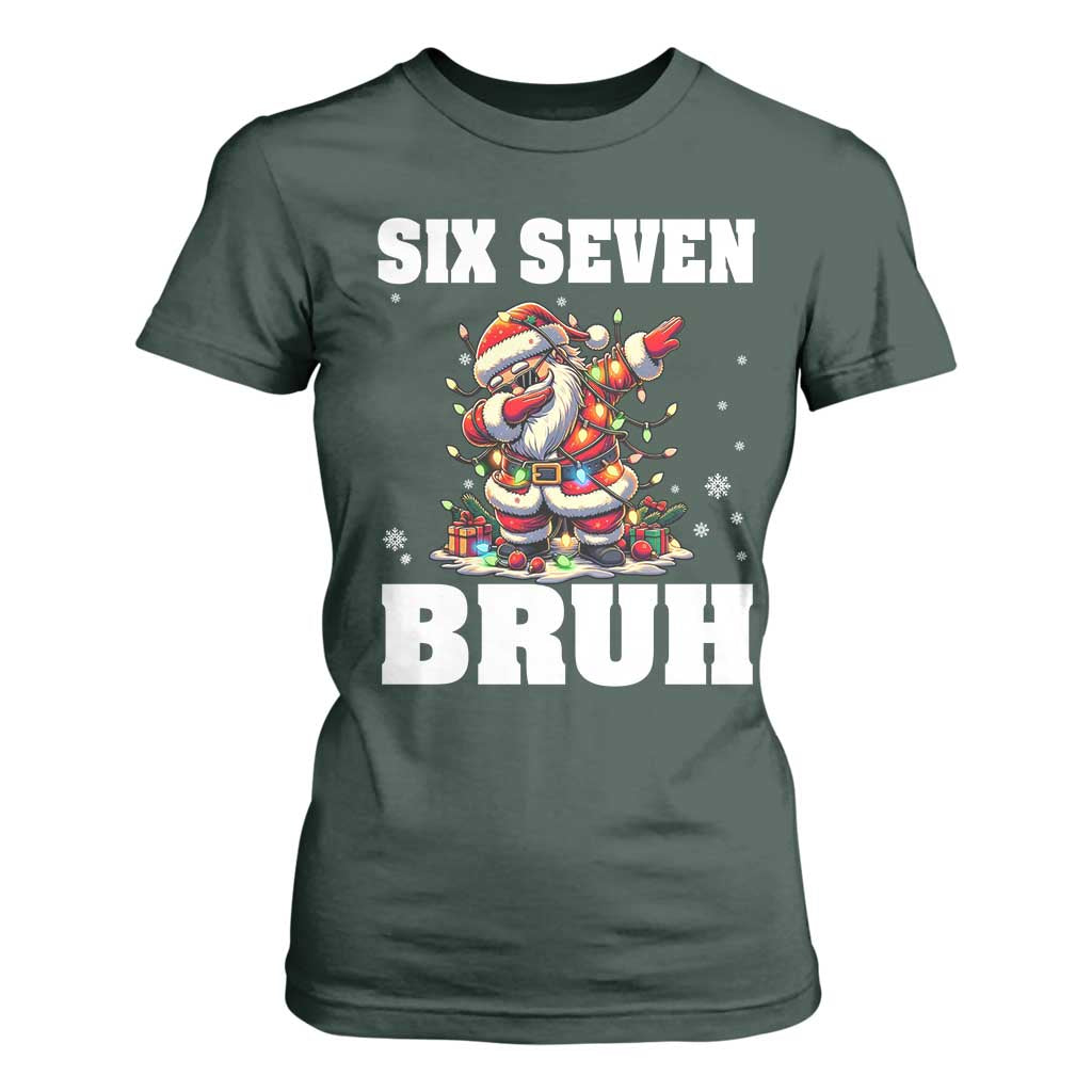 Funny Christmas 67 Six Seven Bruh T Shirt For Women Dabbing Santa TS11 Dark Forest Green Print Your Wear