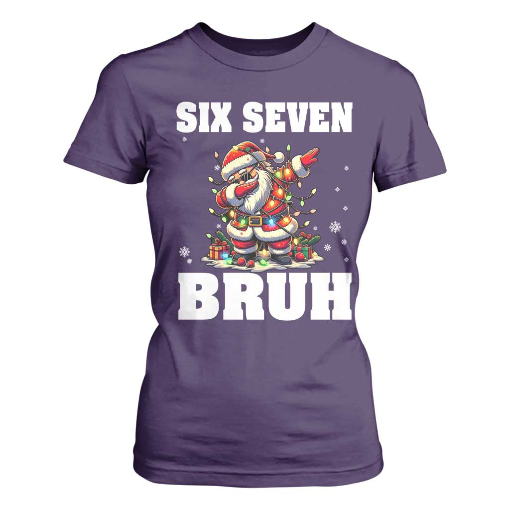 Funny Christmas 67 Six Seven Bruh T Shirt For Women Dabbing Santa TS11 Purple Print Your Wear