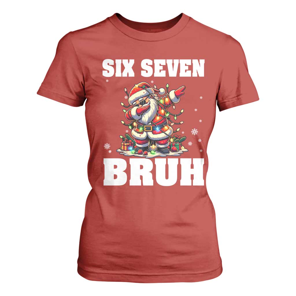 Funny Christmas 67 Six Seven Bruh T Shirt For Women Dabbing Santa TS11 Red Print Your Wear