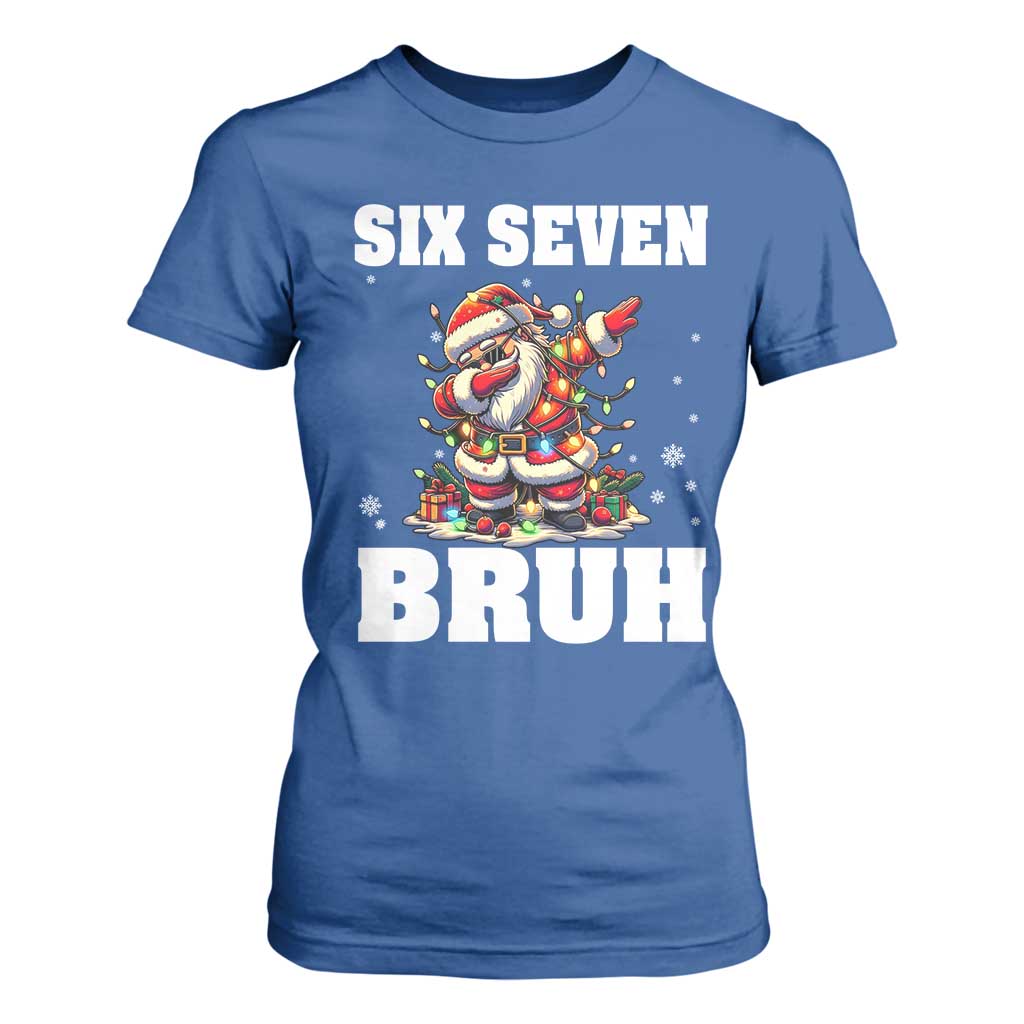 Funny Christmas 67 Six Seven Bruh T Shirt For Women Dabbing Santa TS11 Royal Blue Print Your Wear