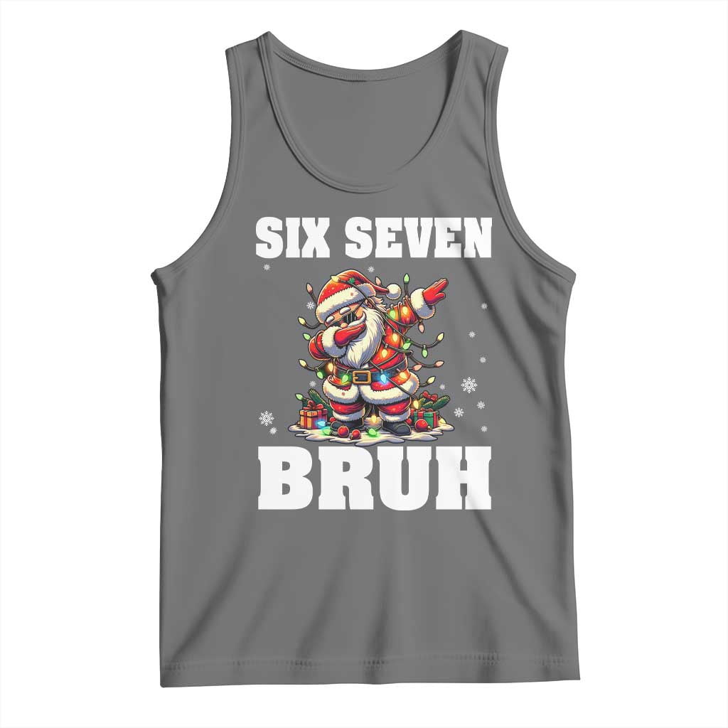 Funny Christmas 67 Six Seven Bruh Tank Top Dabbing Santa TS11 Black Heather Print Your Wear