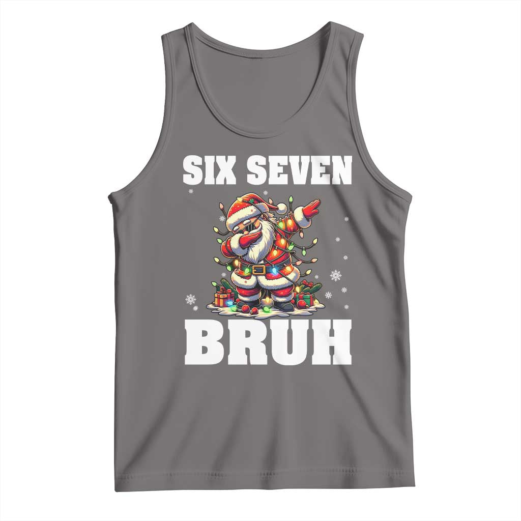 Funny Christmas 67 Six Seven Bruh Tank Top Dabbing Santa TS11 Deep Heather Print Your Wear