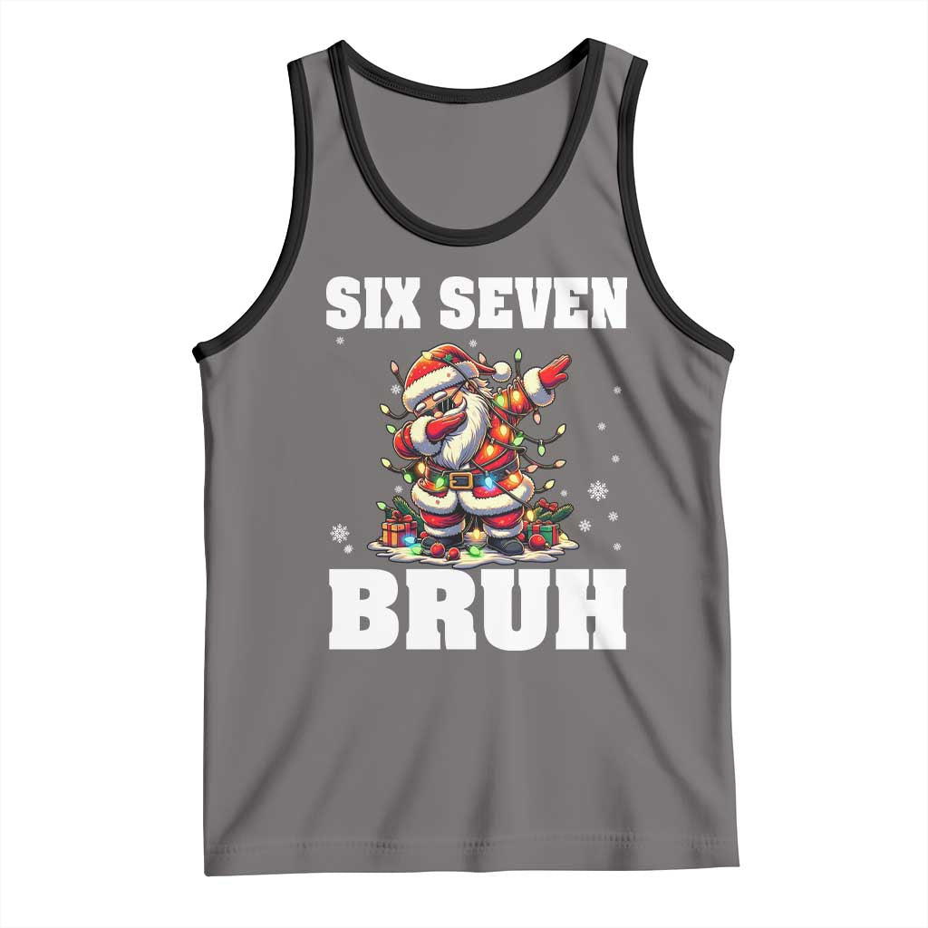 Funny Christmas 67 Six Seven Bruh Tank Top Dabbing Santa TS11 Deep Heather Black Print Your Wear