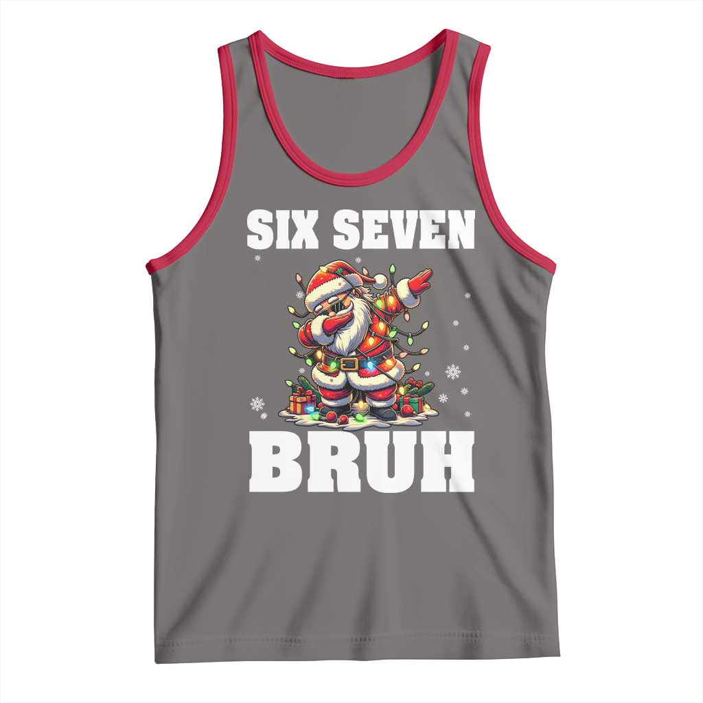 Funny Christmas 67 Six Seven Bruh Tank Top Dabbing Santa TS11 Deep Heather Red Print Your Wear