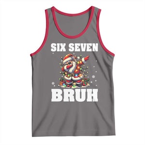 Funny Christmas 67 Six Seven Bruh Tank Top Dabbing Santa TS11 Deep Heather Red Print Your Wear