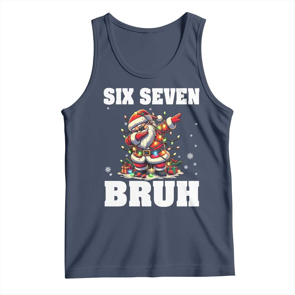 Funny Christmas 67 Six Seven Bruh Tank Top Dabbing Santa TS11 Navy Print Your Wear
