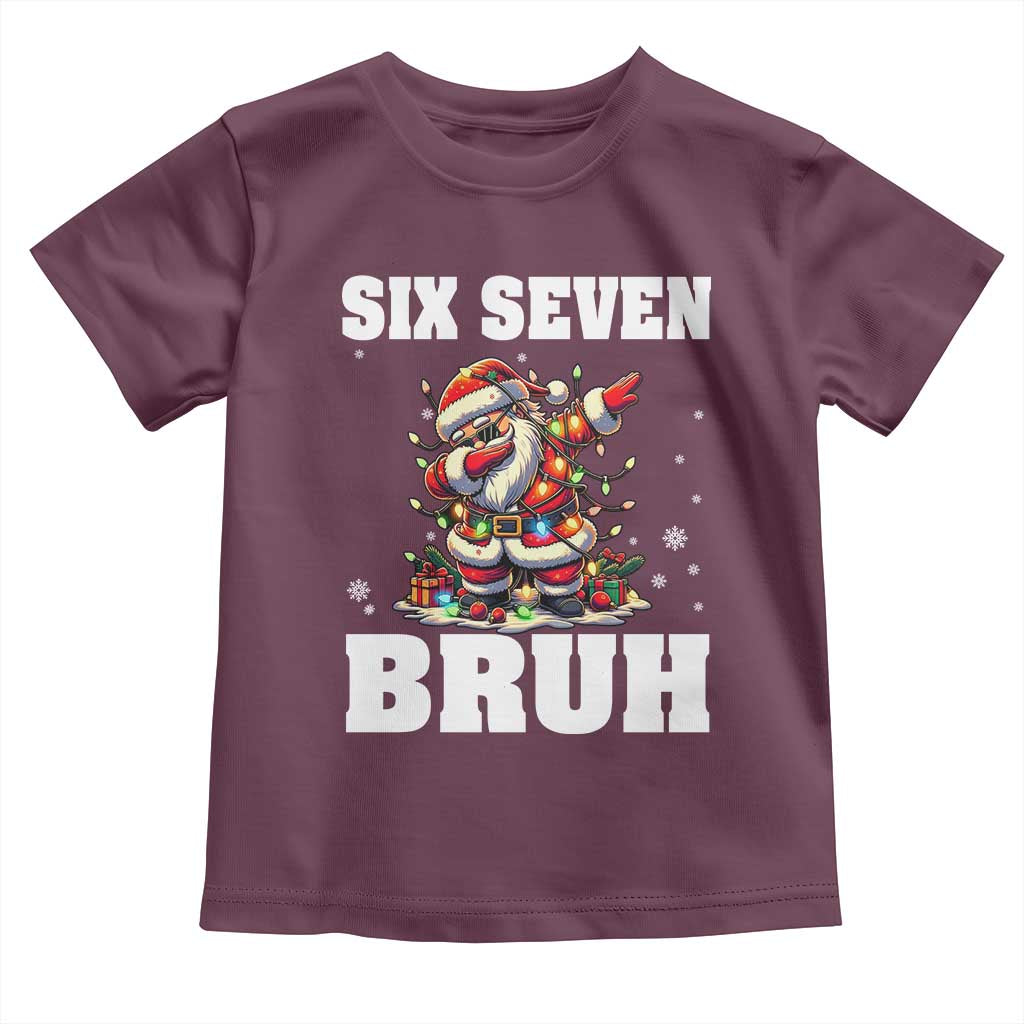 Funny Christmas 67 Six Seven Bruh Toddler T Shirt Dabbing Santa TS11 Maroon Print Your Wear