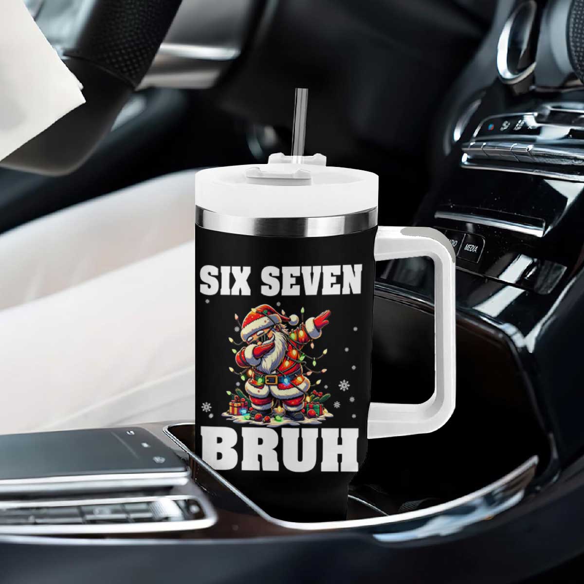 Funny Christmas 67 Six Seven Bruh Tumbler With Handle Dabbing Santa TS11 Print Your Wear