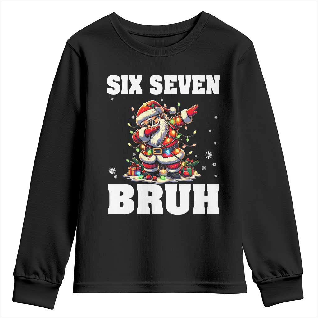 Funny Christmas 67 Six Seven Bruh Youth Sweatshirt Dabbing Santa TS11 Black Print Your Wear