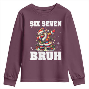 Funny Christmas 67 Six Seven Bruh Youth Sweatshirt Dabbing Santa TS11 Maroon Print Your Wear