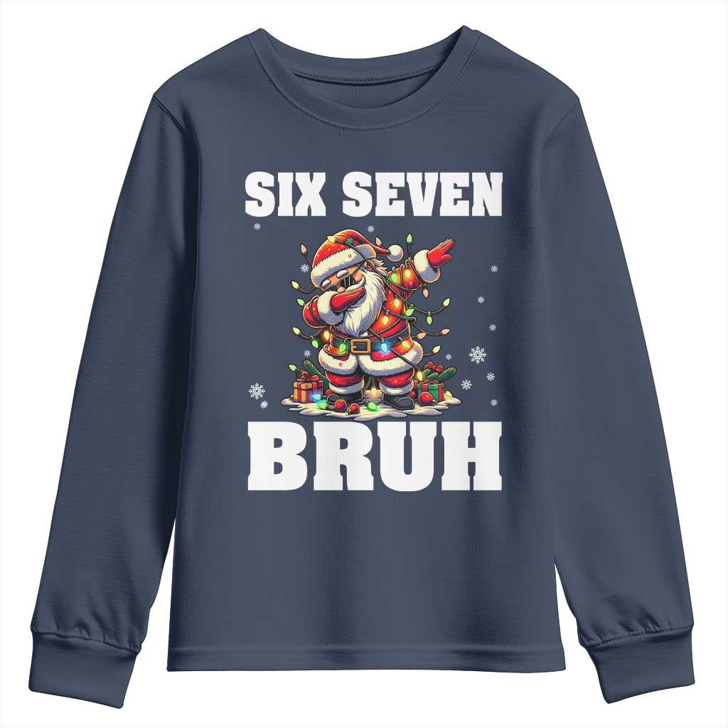 Funny Christmas 67 Six Seven Bruh Youth Sweatshirt Dabbing Santa TS11 Navy Print Your Wear